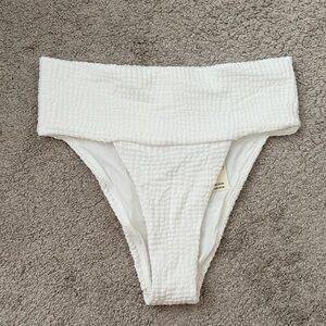 Aerie, high waisted white textured bikini bottom